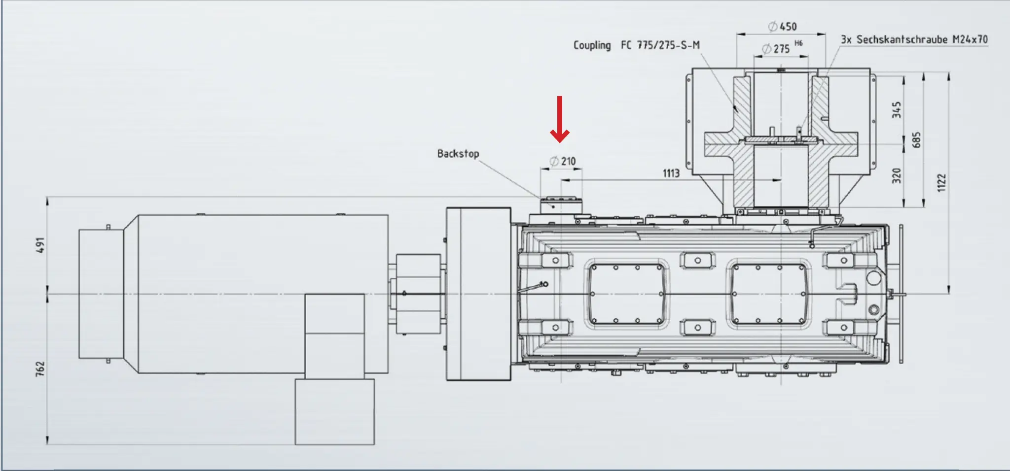 backstop for Discharge belt