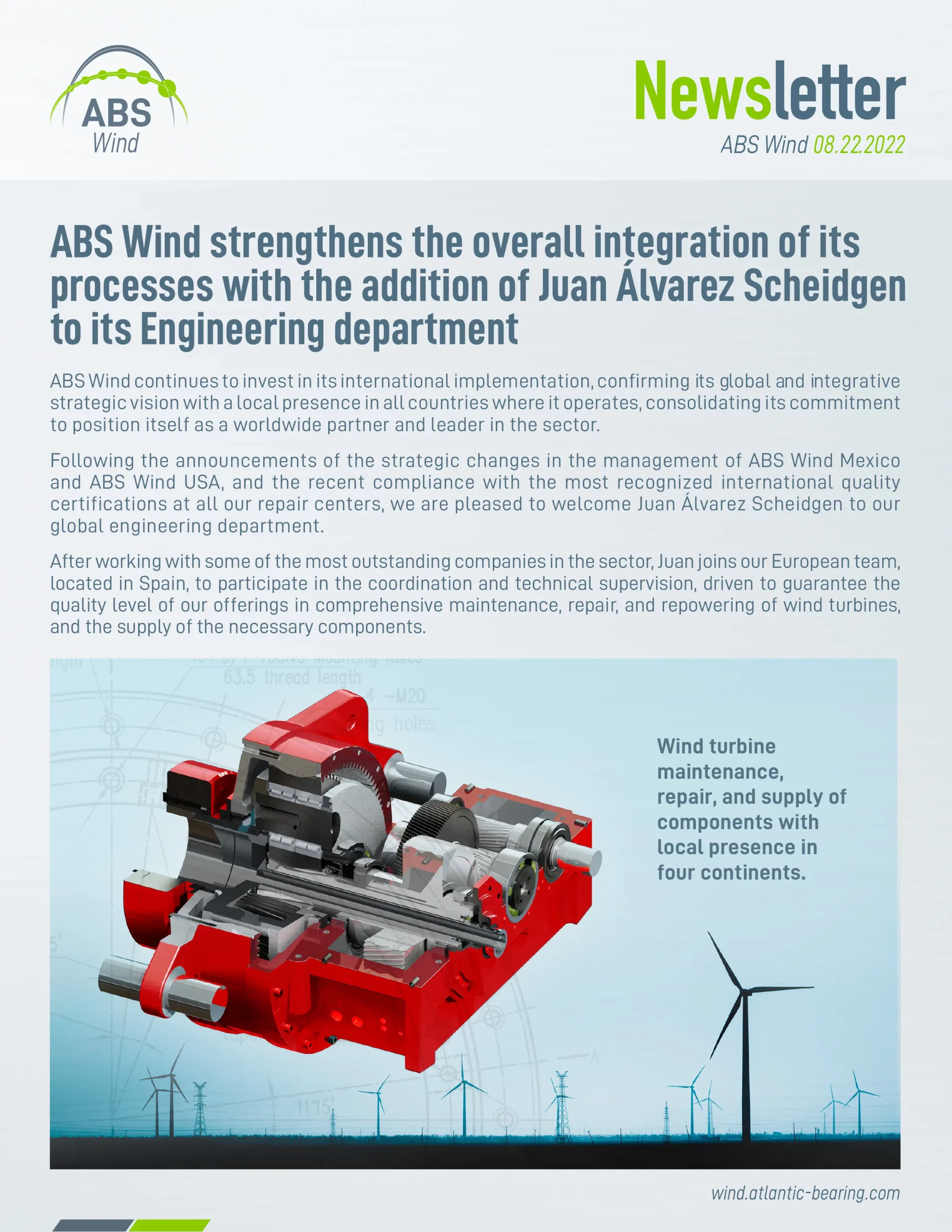 ABS WIND strengthens the overall integration of its processes with the addition of Juan Álvarez Scheidgen to its Engineering department