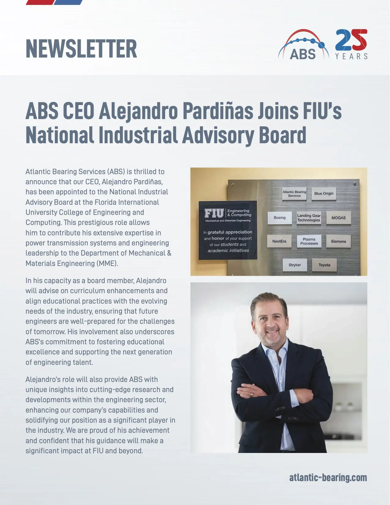 ABS CEO Alejandro Pardiñas Joins FIU´s National Industrial Advisory Board