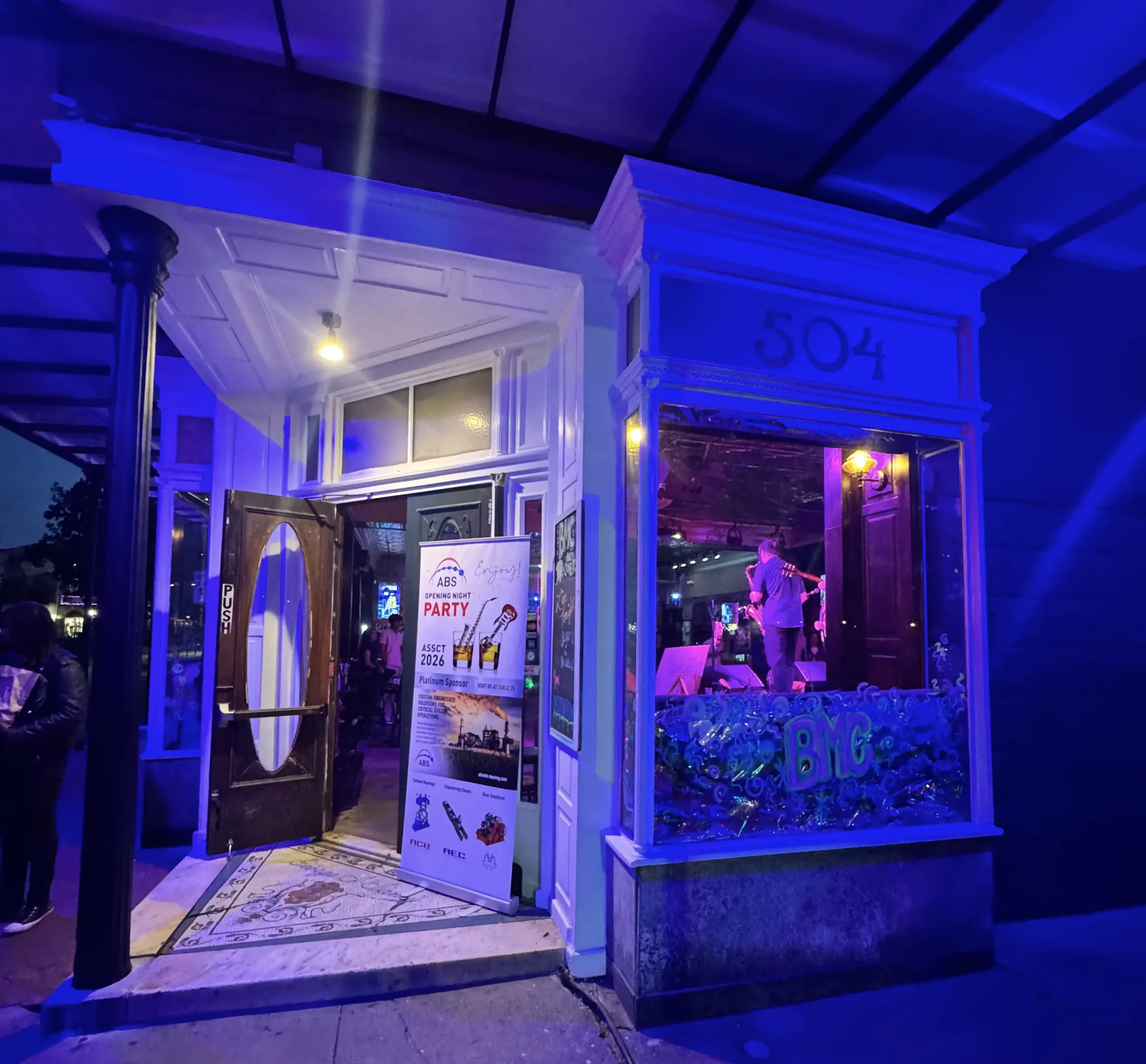 Entrance to the ABS Opening Night Party during the ASSCT 2026 Joint Meeting in New Orleans.