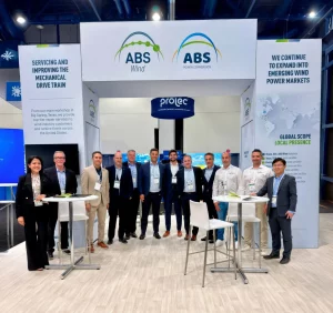 ABS Wind team and industry partners gathered at the company booth during CLEANPOWER 2026.