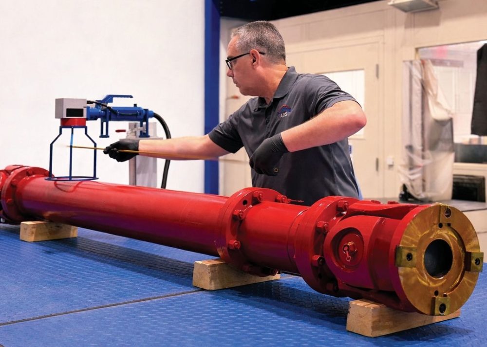 Inspection of custom-built cardan shafts engineered for a steel rolling mill application.