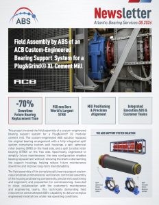 ABS field assembly of a custom split bearing support system for a Plug&Grind XL cement mill