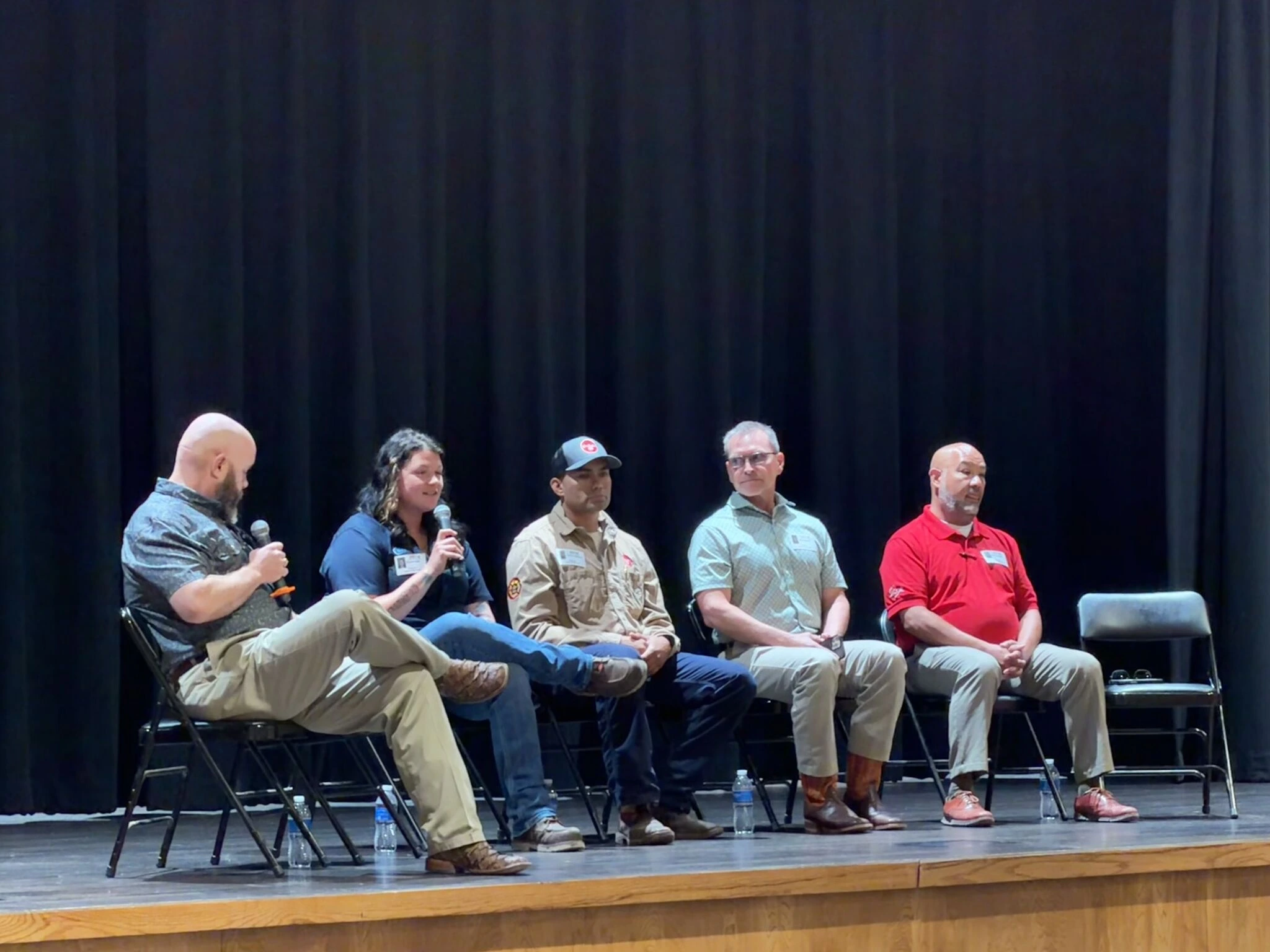 ABS Wind Warehouse Manager Kristina Skiles speaking on a career panel during the Schools to Industry event in Howard County, Texas.