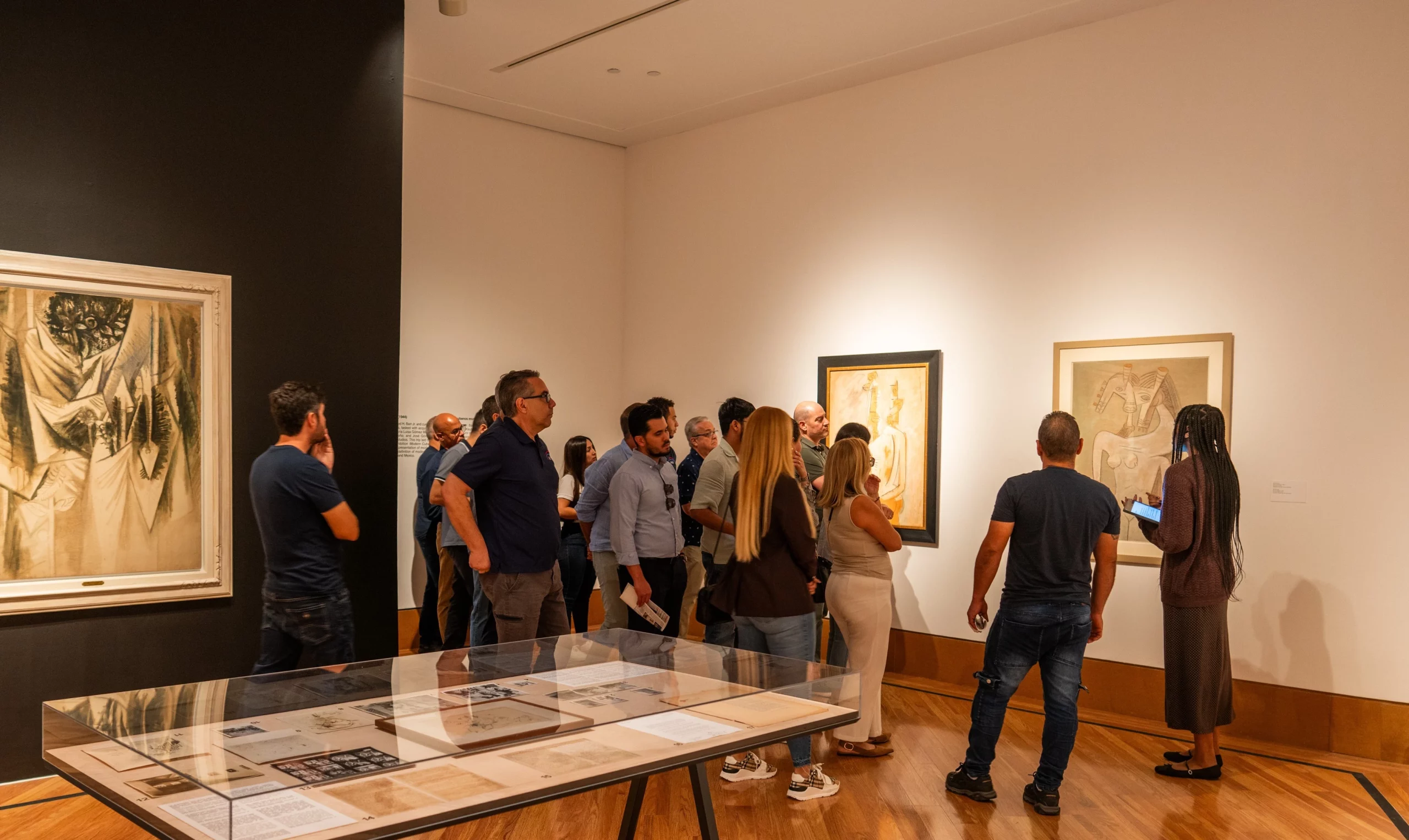 Atlantic Bearing Services Miami team exploring Cuban modern art during a guided tour of the Modern Cuban Painters from Havana to New York Revisited exhibition at FIU’s Frost Art Museum.