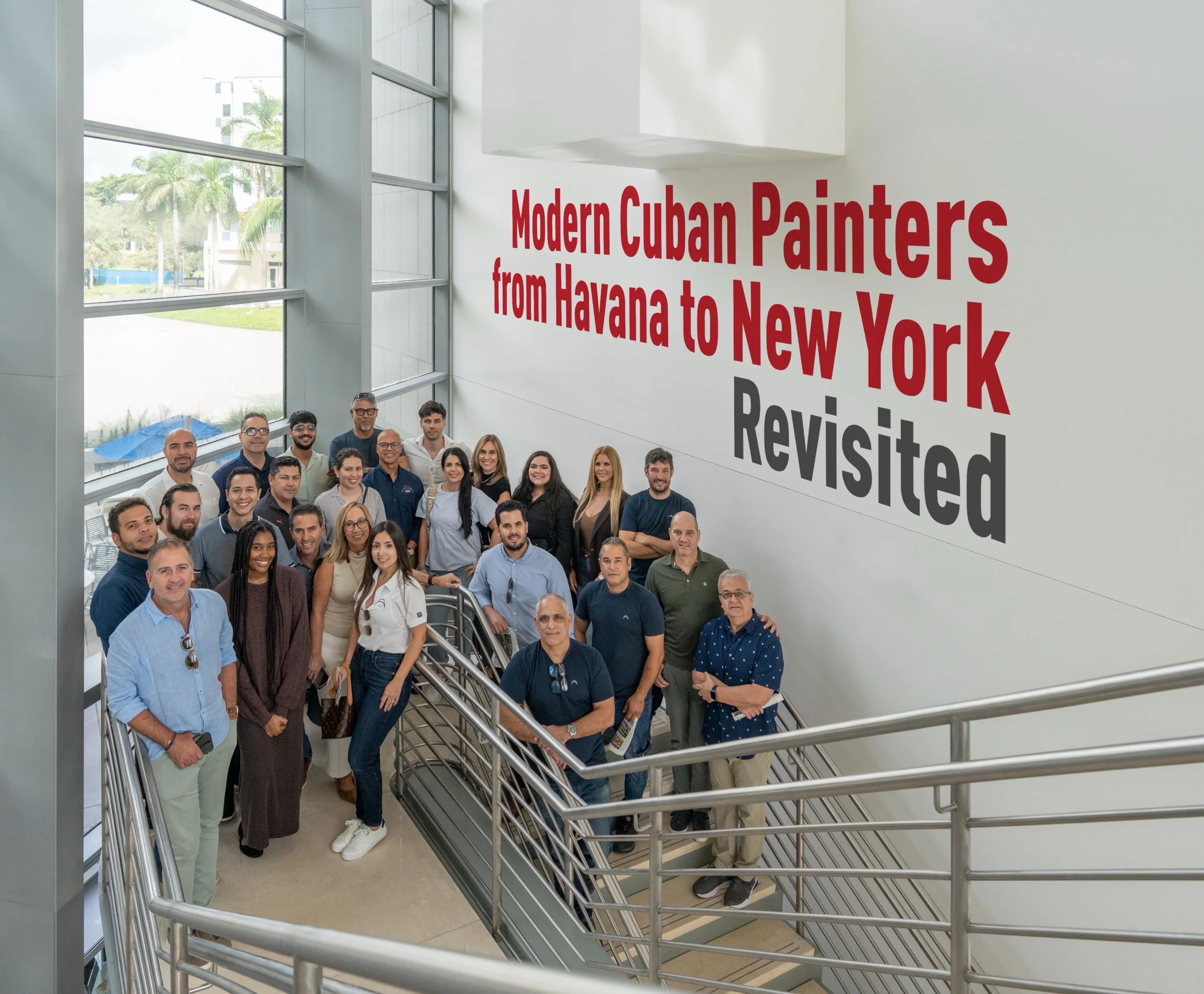 Atlantic Bearing Services Miami team posing for a group photo at the Modern Cuban Painters from Havana to New York Revisited exhibition at FIU’s Frost Art Museum.